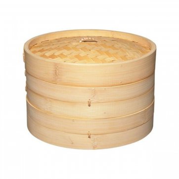 Kmt Style Bamboo steamer with lid double 25cm.