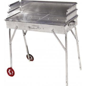 Karageorgos Bros Charcoal Grill with Back & Wheels Galvanized Soluble 30x47cm.