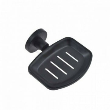 Home Heart  Wall-Mounted Black Matte Case-Soap Stand Metallic 26495 11.5x11cm.