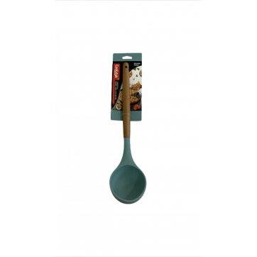 Cookstyle Veraman deep silicone spoons with wooden handle.