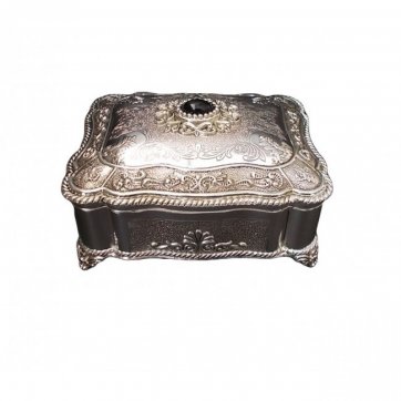 Home Heart  Jewelry box silver plated rectangular 20 x 15 cm.