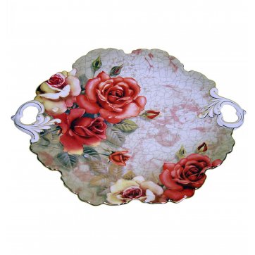 Home Heart  Red porcelain plate 37x30.5cm. HOME HEART