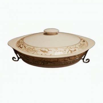 Home Heart  Fireproof Clay Pot 312 Gold With Lid Oval 42 x 29,5