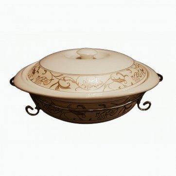 Home Heart  Fireproof Clay Pot 592 Gold With Lid Oval 42 x 29,5