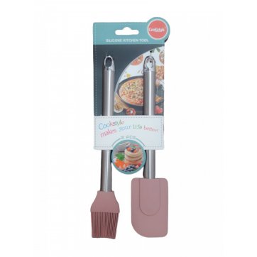 Cookstyle Silicone Spatula and Brush PINK Set of 2 Pcs.