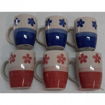 Home Heart  Set of 6 flower 200ml porcelain mugs