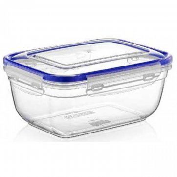 Dunya Food container plastic rectangle 2.300ml with safety clip 23x17x10.6cm.