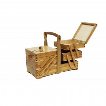 Karageorgos Bros Beech wood sewing box with 3 shelves